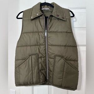 Vintage Tom Cat Nine Lives Vest‎ L Army Green Puffer Full Zip 70s WorkWear